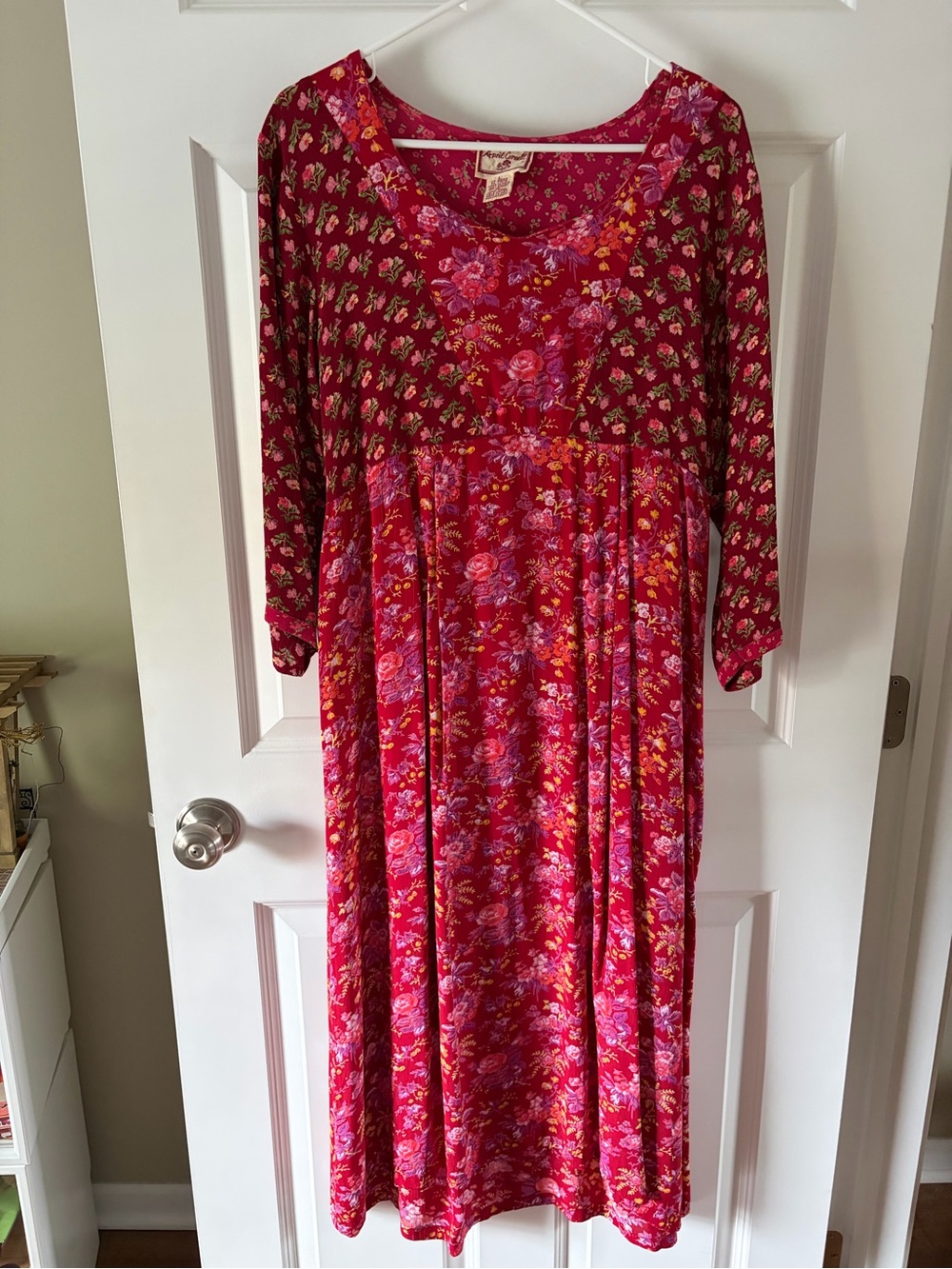 Sheer Floral Print Midi Dress with Chartreuse Trim - Picture 12 of 12